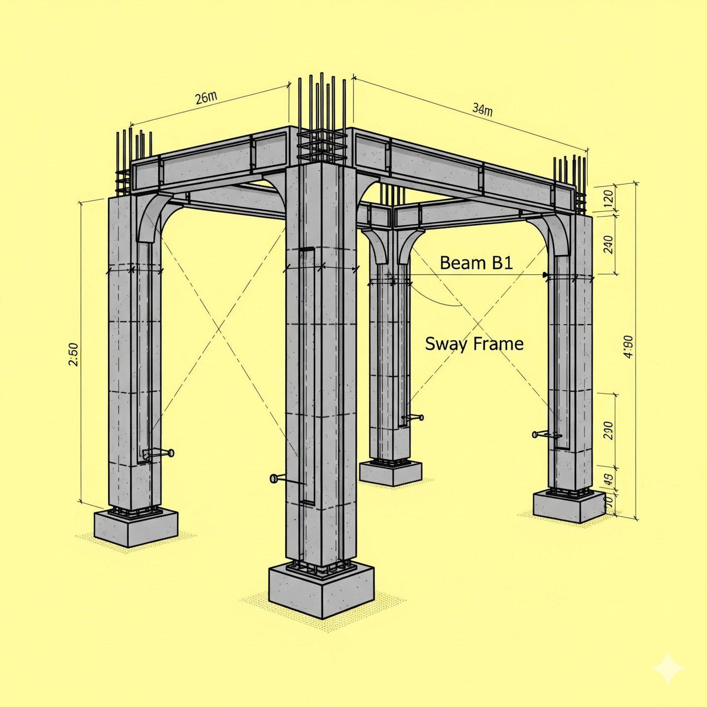 Reinforced Cement Concrete 2 Bay Sway Frame (RCC 2 Bay Sway Frame)