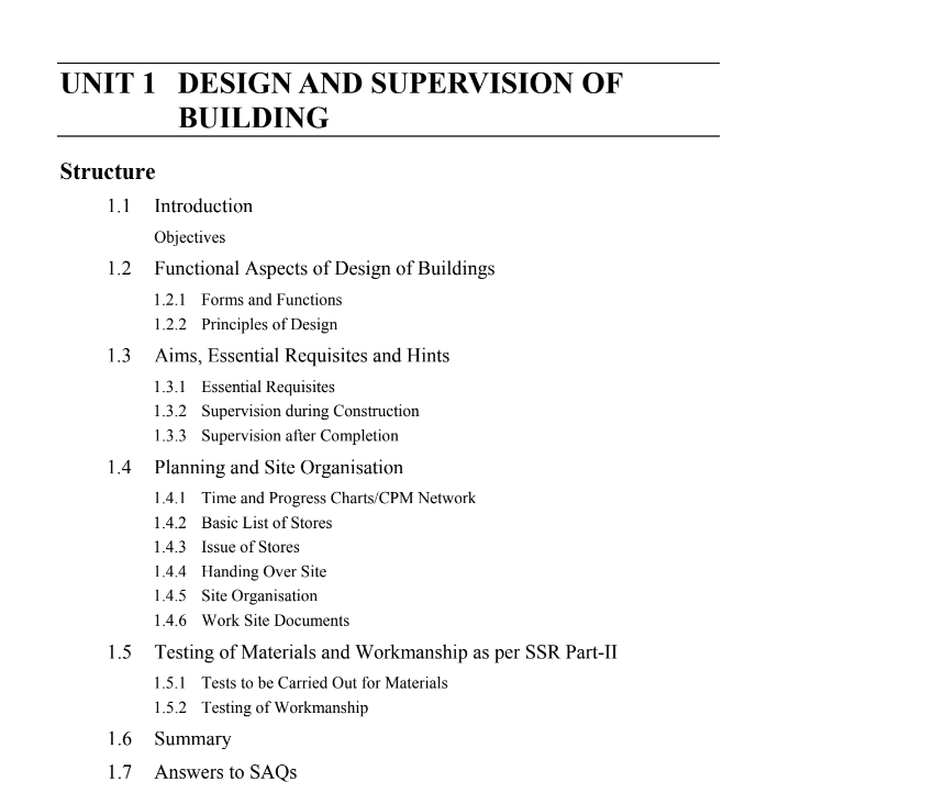 building construction by IGNOU pdf