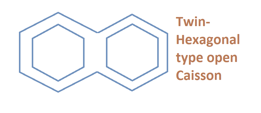 Twin hexagonal type caisson