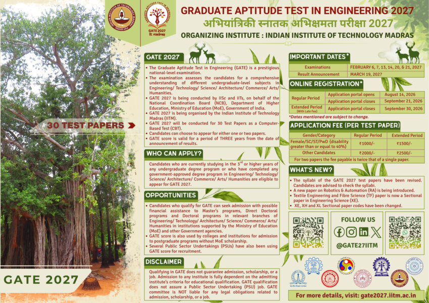 GATE 2027 is a post graduate entrance test to get admission in premium institutes of India. This GATE 2027 brings too many new things like log in with DigiLocker.