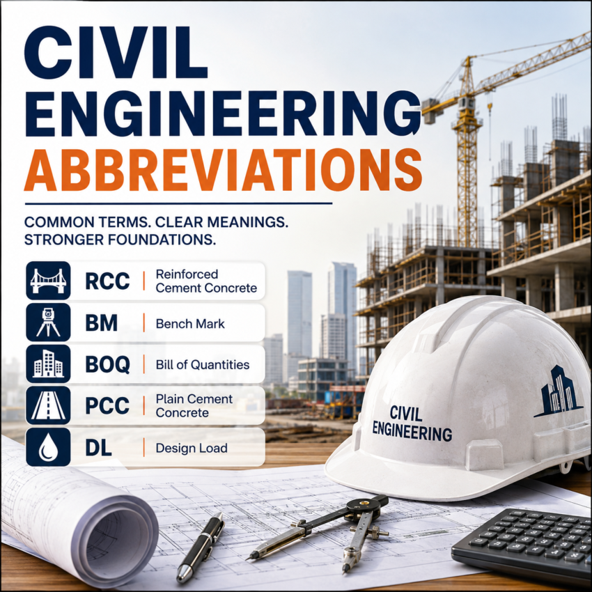 Widely used civil engineering abbreviations