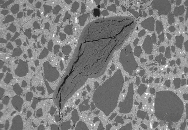 Alkali aggregate reaction occurs in hardened concrete in the presence of moisture. Calcium, and sodium hydroxide present in cement reacts with silica of aggregates.