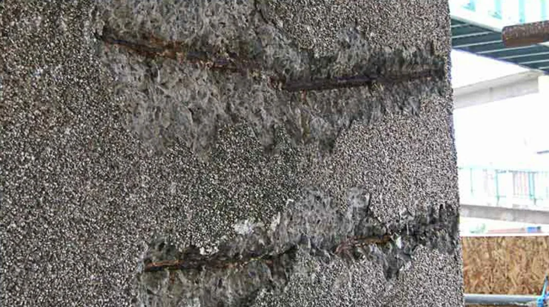 Example of Surface Carbonation of Concrete