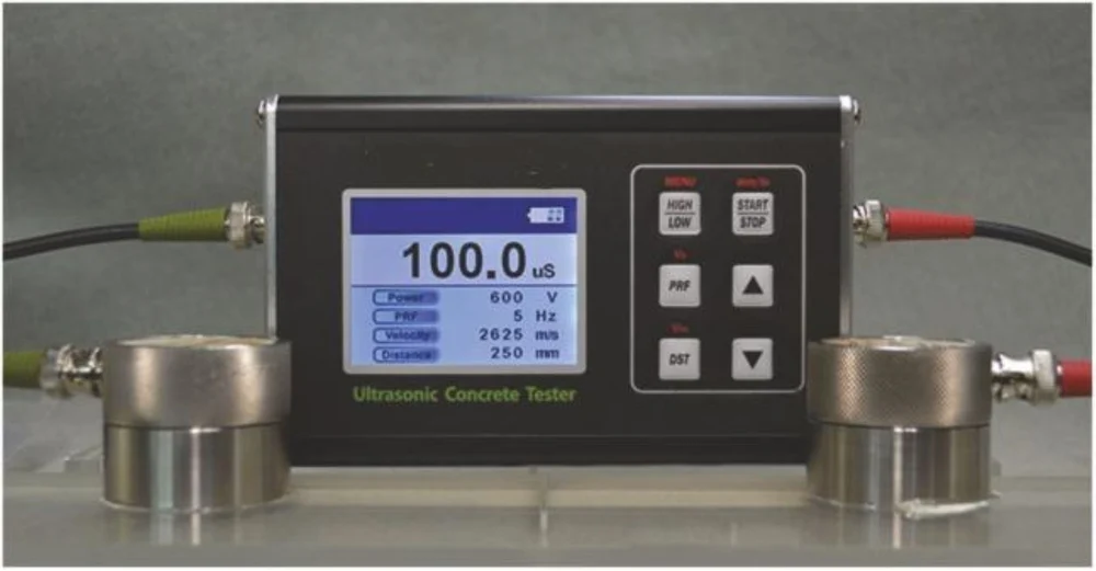 Ultrasonic Pulse Velocity Tester is used to check quality of concrete without damaging the concrete member.
