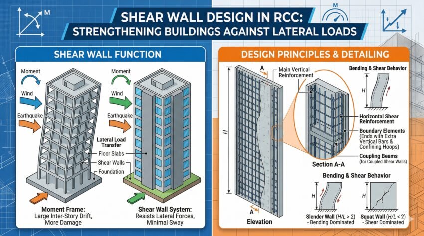 Shear walls are essential structural component to resist seismic load and wind load. Shear walls minimizes torsion in columns under lateral loads.