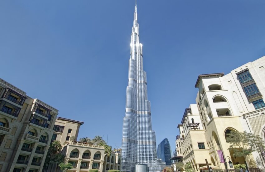 burj khalifa is as of July 2025, the tallest building in the world with 828 meters of height and 163 floors.