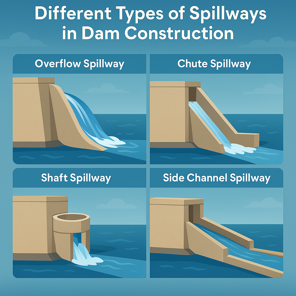 There are different types of spillways in dam construction. One particular type of spillway has its own use case.
