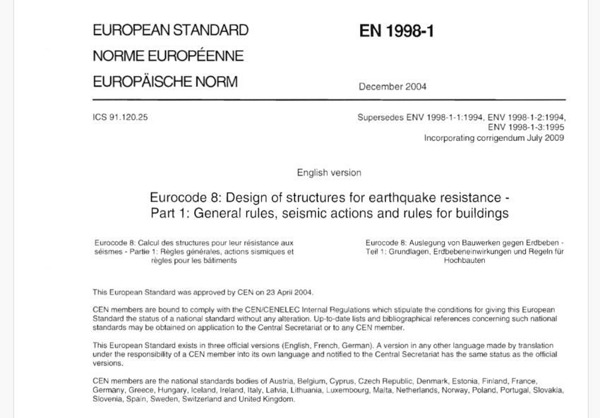 Eurocode 8 (Part 1) Design of Structures for Earthquake Resistance