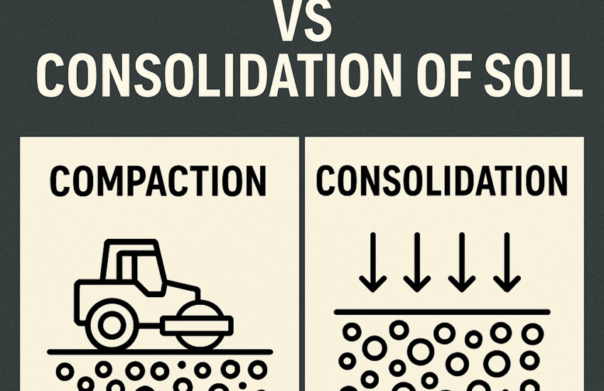 Here you will know about compaction of soil vs consolidation of soil. Compaction of soil is a short duration process while consolidation of soil may take life time of the soil deposit.
