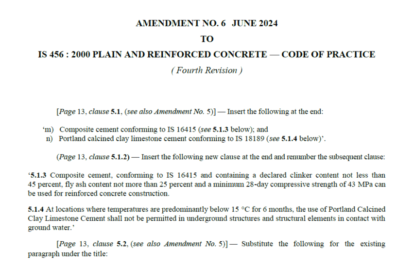 IS 456 2000 Amendment No 6 - Plain and Reinforced concrete is published in June 2024.