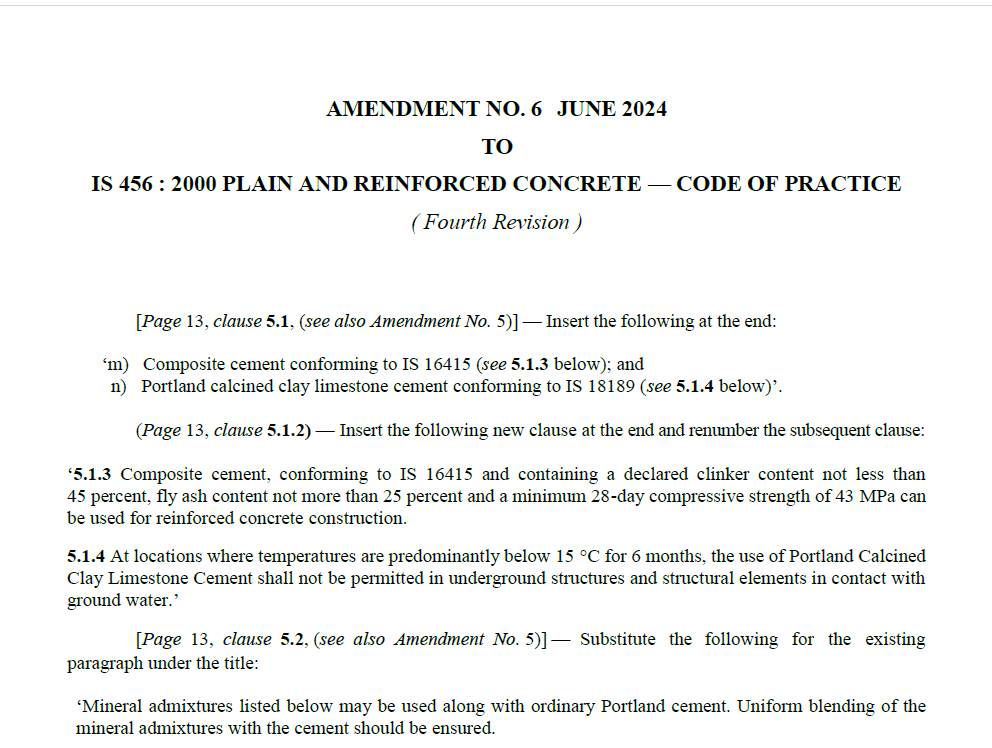 IS 456 2000 Amendment No 6 - Plain and Reinforced concrete is published in June 2024.