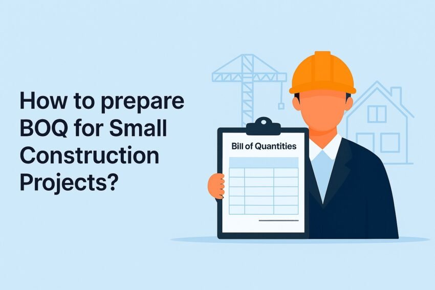 This blog gives you in-depth information about how to prepare BOQ for small construction projects. BOQ means Bill of Quantities, and this term is part of day to day life of estimators.